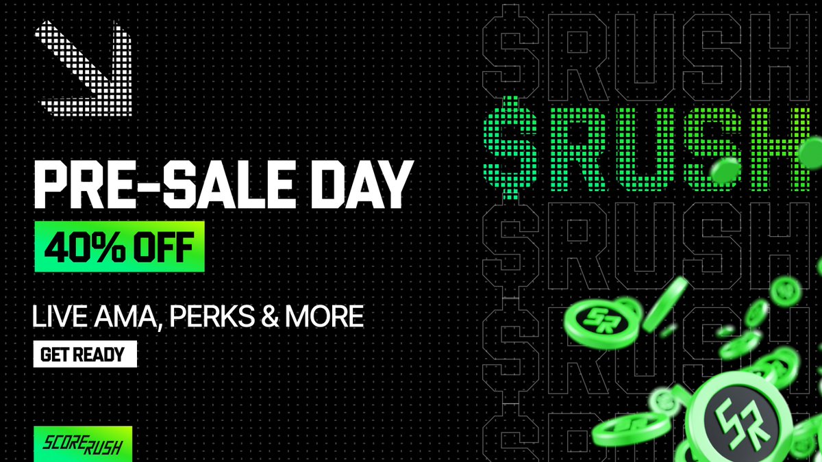 🚨 $RUSH Token Pre-sale Launches TODAY! 🚨
In just a few hours our Pre-Sale goes live!
Here’s what you need to know:

⏰ Countdown: Pre-sale goes live at 18:00 UTC!
💰 Act fast: Up to 40% off listing price! Our biggest discount ever!

👀 Pre-Sale Links:
🖥 Register here: