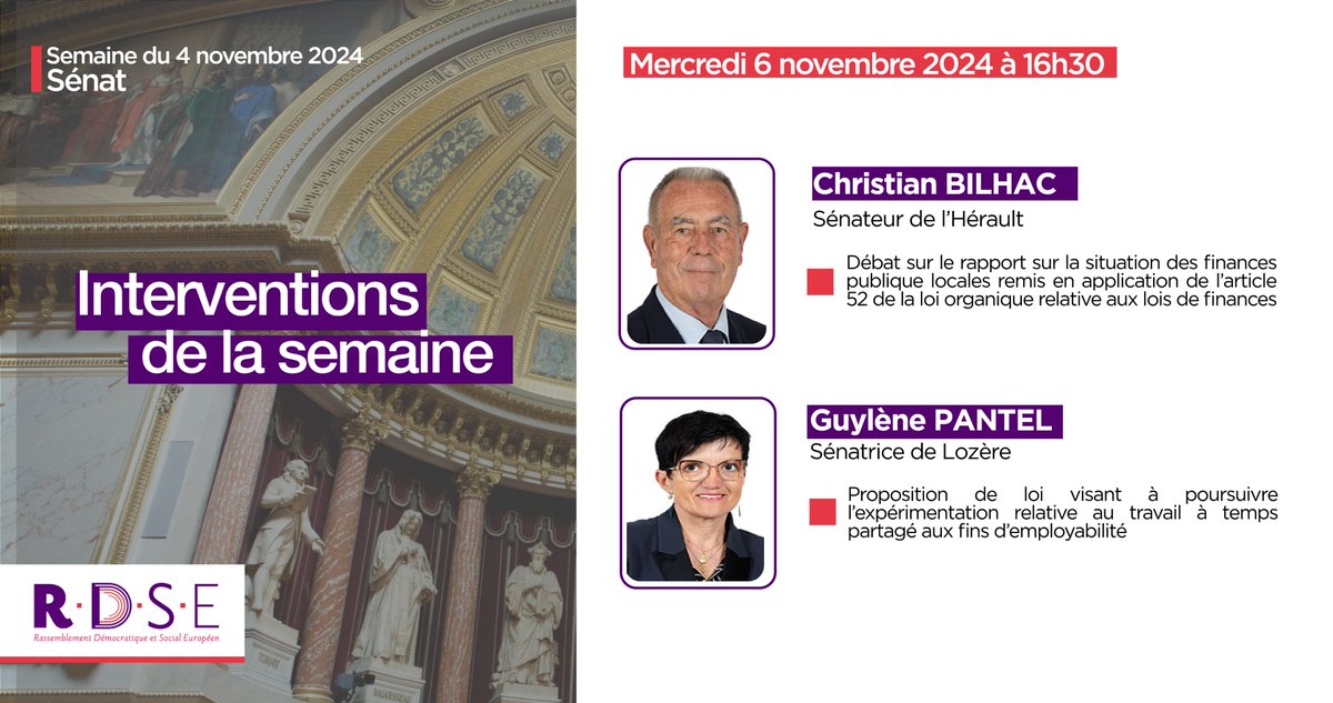 📆AGENDA     
🗣️Retrouvez les orateurs du groupe #RDSE au @senat cette semaine ! 
🎥A suivre sur <a href="/publicsenat/">Public Sénat</a> #Sénat #DirectSenat
