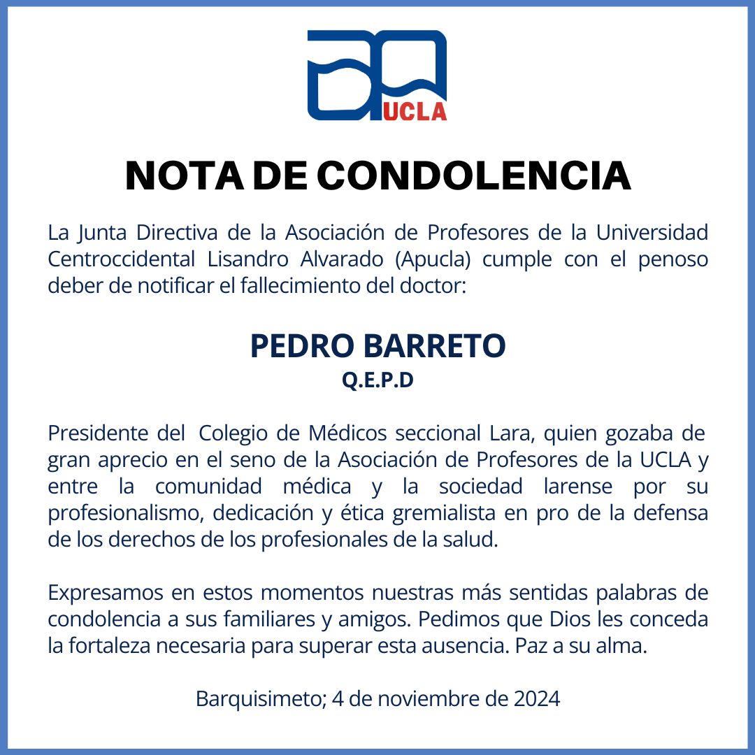 Expresamos en estos momentos nuestras más sentidas palabras de condolencia a sus familiares y amigos.

Pedimos que Dios les conceda la fortaleza necesaria para superar esta ausencia. Paz a su alma.

#qepd
<a href="/uclave/">uclave</a>
#pazasualma
#obituario✝️