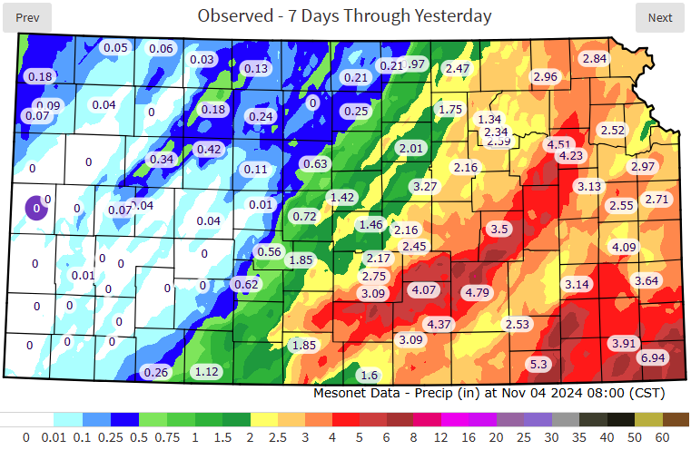 Impressive rainfall totals across parts of central and eastern Kansas over the last several days. #kswx