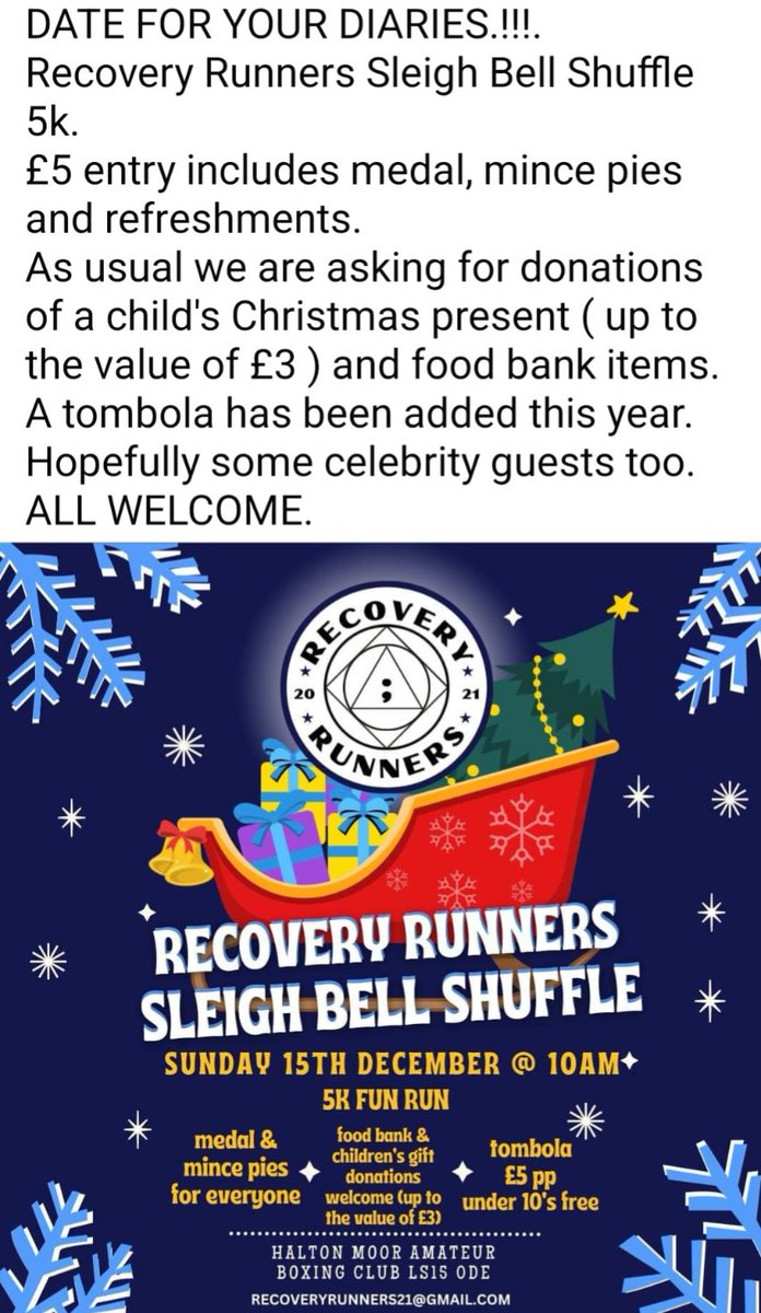 Recovery Runners Community (@recoveryrunner7) on Twitter photo Date for your diaries.
<a href="/alison_4life/">Alison Lowe OBE</a> <a href="/EbanieBridges/">Blonde Bomber π₯ππΌββοΈ</a> <a href="/JackBateson94/">Jack Bateson</a> <a href="/BretC22/">Bret Crossley</a> <a href="/PaulTonkinson/">Paul Tonkinson</a> <a href="/RunComPod/">Running Commentary</a> <a href="/forwardleeds/">Forward Leeds</a> <a href="/5WAYSLeeds/">5 WAYS @ the Recovery Academy</a> <a href="/AidToAll1/">Aid To All</a> <a href="/andysmanclubuk/">#ANDYSMANCLUB</a> <a href="/BARCALeeds/">BARCA-Leeds</a> @BramleyClothing <a href="/CryptLeeds/">St George's Crypt</a> <a href="/edleeds/">Ed Carlisle</a> <a href="/GetLeeds/">Get Set Leeds Local</a> <a href="/LMWS_NHS/">Leeds Mental Wellbeing Service (LMWS)</a> <a href="/LeedsMind/">Leeds Mind</a> <a href="/MindBodySoleUK/">Mind, Body & Sole</a> <a href="/MindWellLeeds/">MindWell</a> <a href="/SportLeeds/">Sport Leeds</a> Date for your diaries.
<a href="/alison_4life/">Alison Lowe OBE</a> <a href="/EbanieBridges/">Blonde Bomber π₯ππΌββοΈ</a> <a href="/JackBateson94/">Jack Bateson</a> <a href="/BretC22/">Bret Crossley</a> <a href="/PaulTonkinson/">Paul Tonkinson</a> <a href="/RunComPod/">Running Commentary</a> <a href="/forwardleeds/">Forward Leeds</a> <a href="/5WAYSLeeds/">5 WAYS @ the Recovery Academy</a> <a href="/AidToAll1/">Aid To All</a> <a href="/andysmanclubuk/">#ANDYSMANCLUB</a> <a href="/BARCALeeds/">BARCA-Leeds</a> @BramleyClothing <a href="/CryptLeeds/">St George's Crypt</a> <a href="/edleeds/">Ed Carlisle</a> <a href="/GetLeeds/">Get Set Leeds Local</a> <a href="/LMWS_NHS/">Leeds Mental Wellbeing Service (LMWS)</a> <a href="/LeedsMind/">Leeds Mind</a> <a href="/MindBodySoleUK/">Mind, Body & Sole</a> <a href="/MindWellLeeds/">MindWell</a> <a href="/SportLeeds/">Sport Leeds</a>