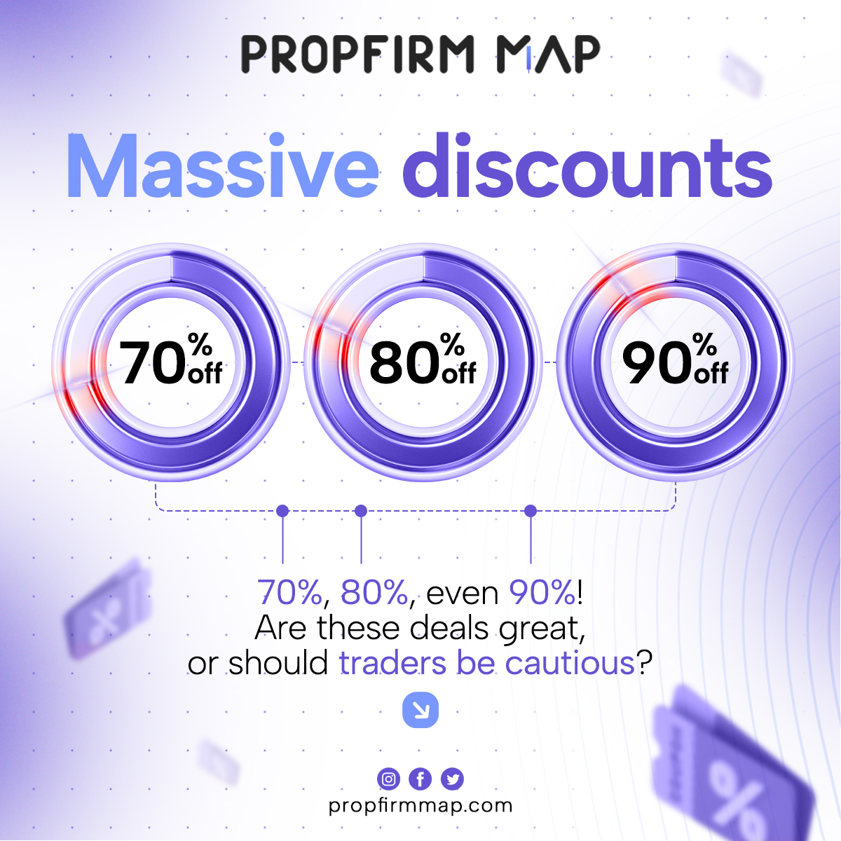 PropFirmMap's tweet image. 🧐What do you think about props doing massive discounts, is it a red flag for you ?