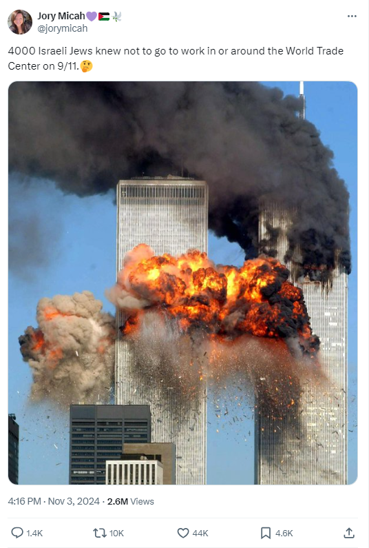 Shayan86's tweet photo. No, they didn't. There were Jewish victims among those who died on 9/11.

But it's not like these well-known facts will stop antisemitic conspiracy theories like this from going viral. https://t.co/gJkmfL7CCI