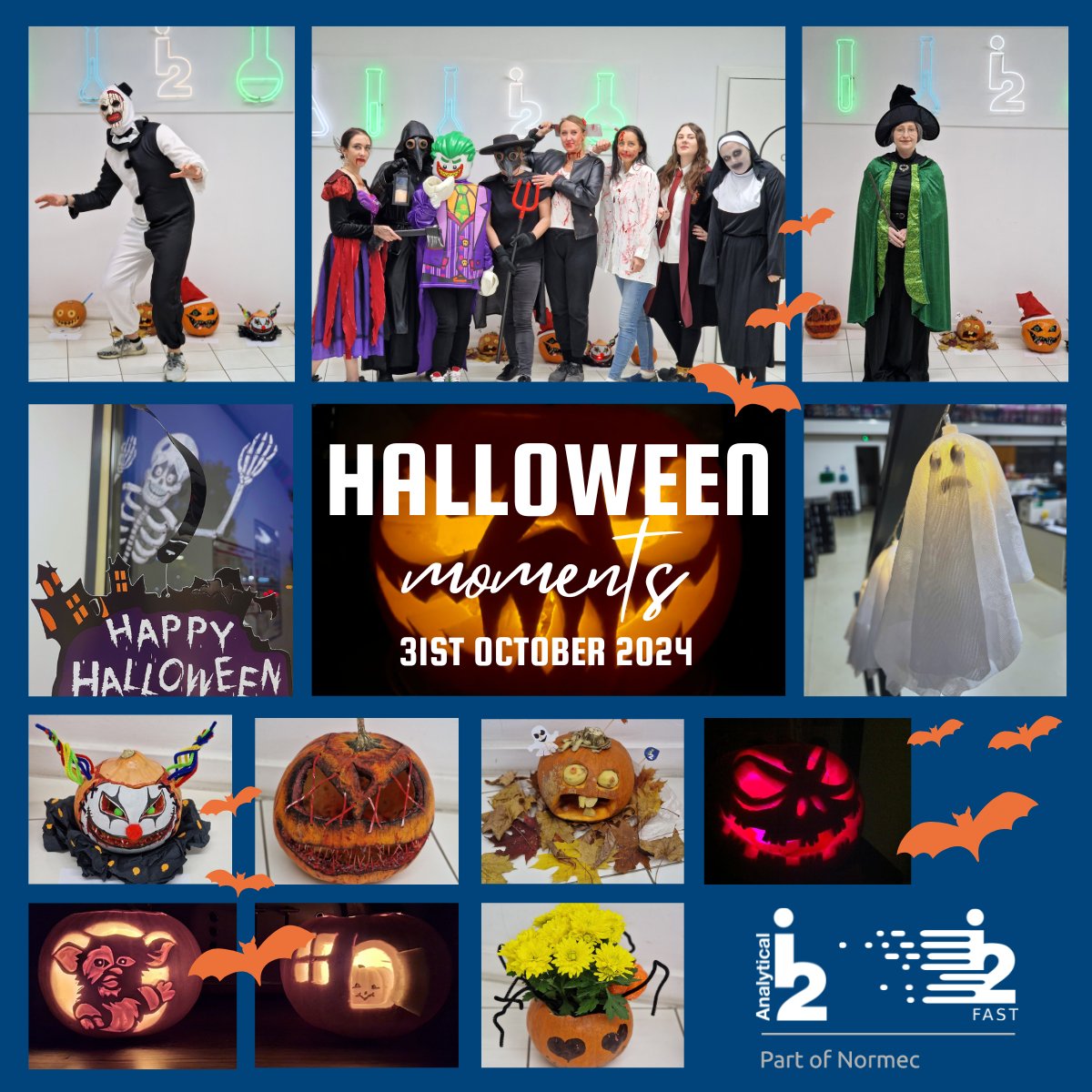 i2_FAST's tweet photo. 👻 We didn’t let Halloween spook us here at i2! From creative costumes, carved pumpkins and festive decorations, our teams went all out to bring the Halloween spirit to life. #HalloweenFun #Halloween2024 #SpookySeason #LifeAti2 #i2Fun https://t.co/xjOd9hZbd7