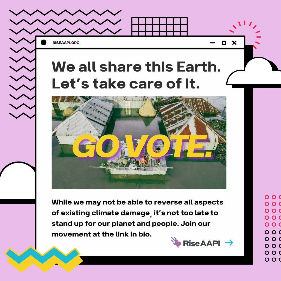 RiseAAPI's tweet image. Climate crises are everywhere—from frequent hurricanes to intense wind storms to long droughts—disproportionately impacting communities of color. 

Visit riseaapi.org for more info on voting, how Rise AAPI advocates for climate justice, &amp;amp; how you can join our movement.