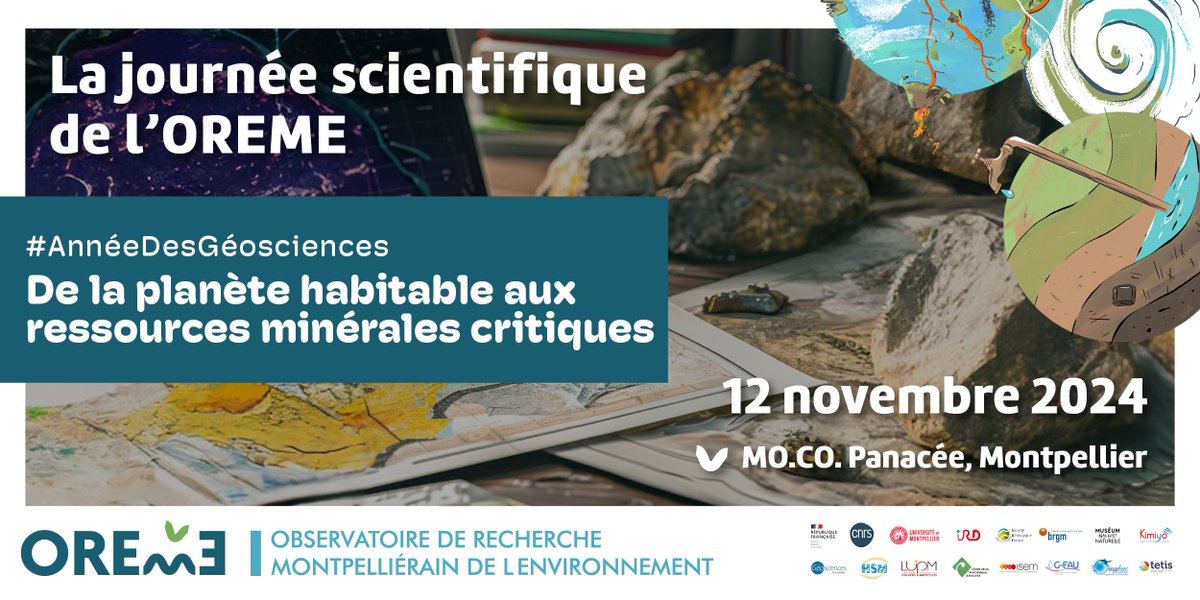 #AnnéeDesGéosciences 🌍 SAVE THE DATE 📆 "Faut-il rouvrir des mines en France ?" avec  <a href="/osuoreme/">OREME</a> 
🗣️ Table ronde - en présentiel ou en ligne 
📆 12 novembre 2024 
⌚ à 14h
📍 La Panacée, Montpellier  
🔗 oreme.org/evenements/jou…