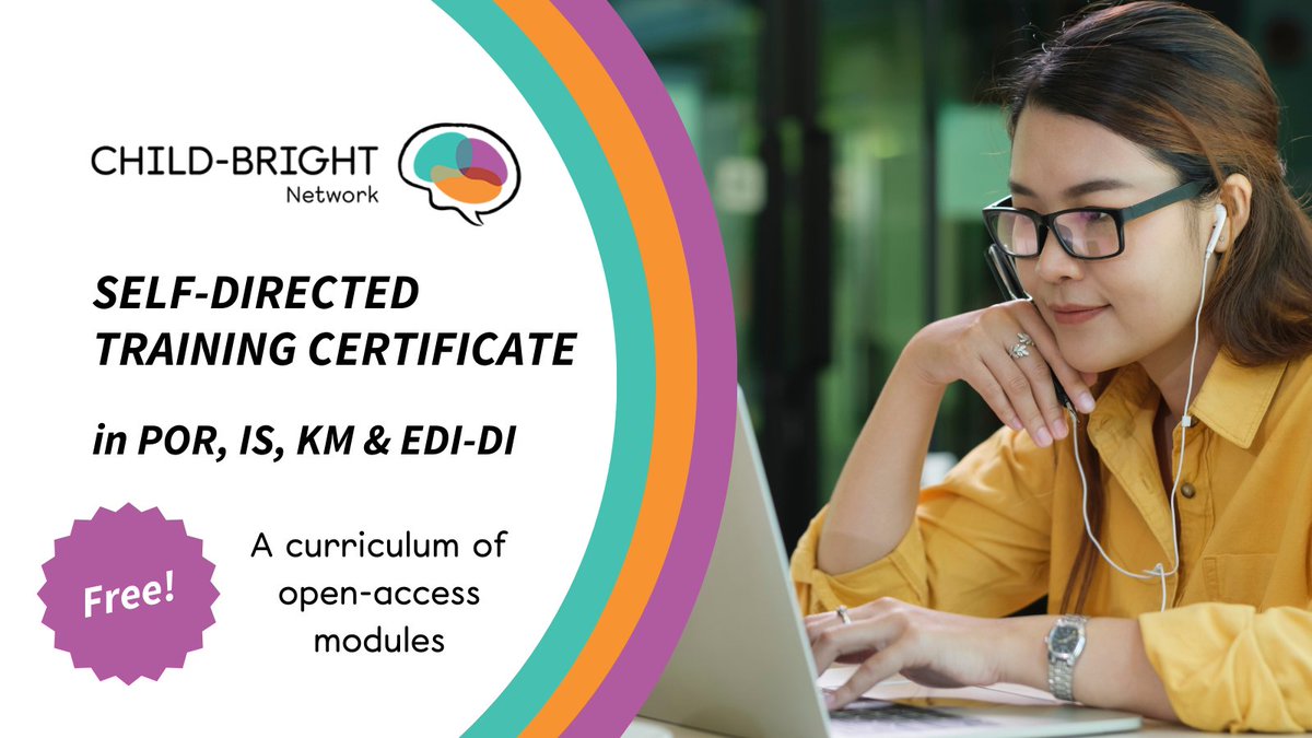 💡 Want to learn about patient-oriented research (POR), implementation science (IS), knowledge mobilization (KM) &amp; equity, diversity, inclusion, decolonization and Indigenization (EDI-DI)? Complete a free Self-Directed Training Certificate! Get started: child-bright.ca/ed-material