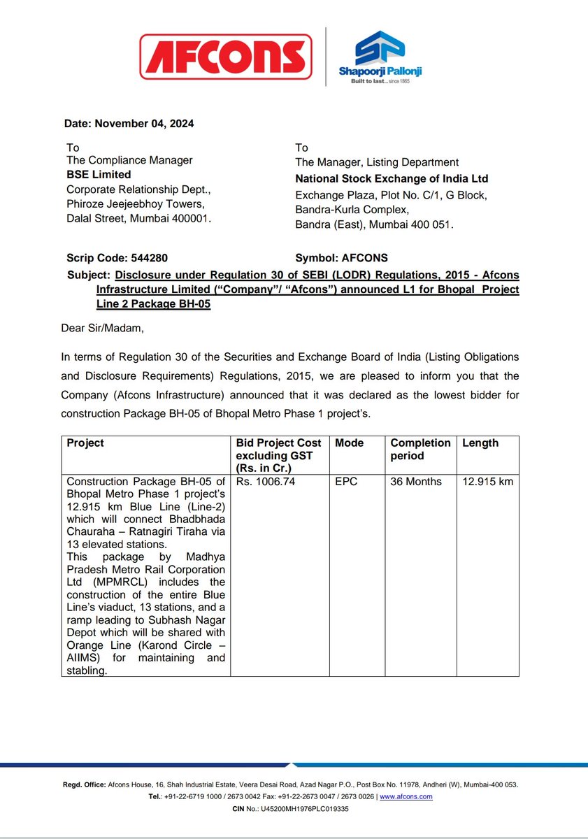 BaateinStockKi's tweet image. Afcons Infra shares bounce back after lackluster listing! Company wins ₹1,000 crore project, boosting investor confidence. #StockRecovery #InfrastructureStocks #AfconsInfra