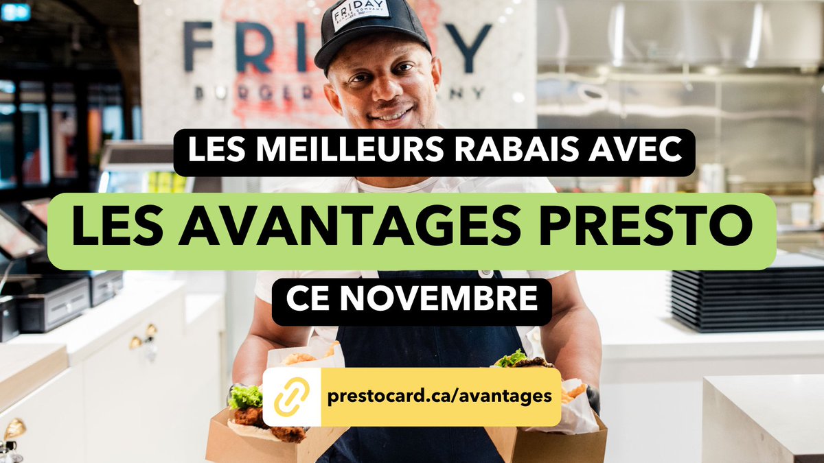 🍔 Ne laissez pas le temps froid vous empêcher de sortir! 🏒 Il y a beaucoup à faire à Toronto en novembre et les #PRESTOAvantages peut vous aider à économiser sur des illusions, des hamburgers, des musées &amp; matchs de hockey. En savoir plus ici : Prestocard.ca/avantages