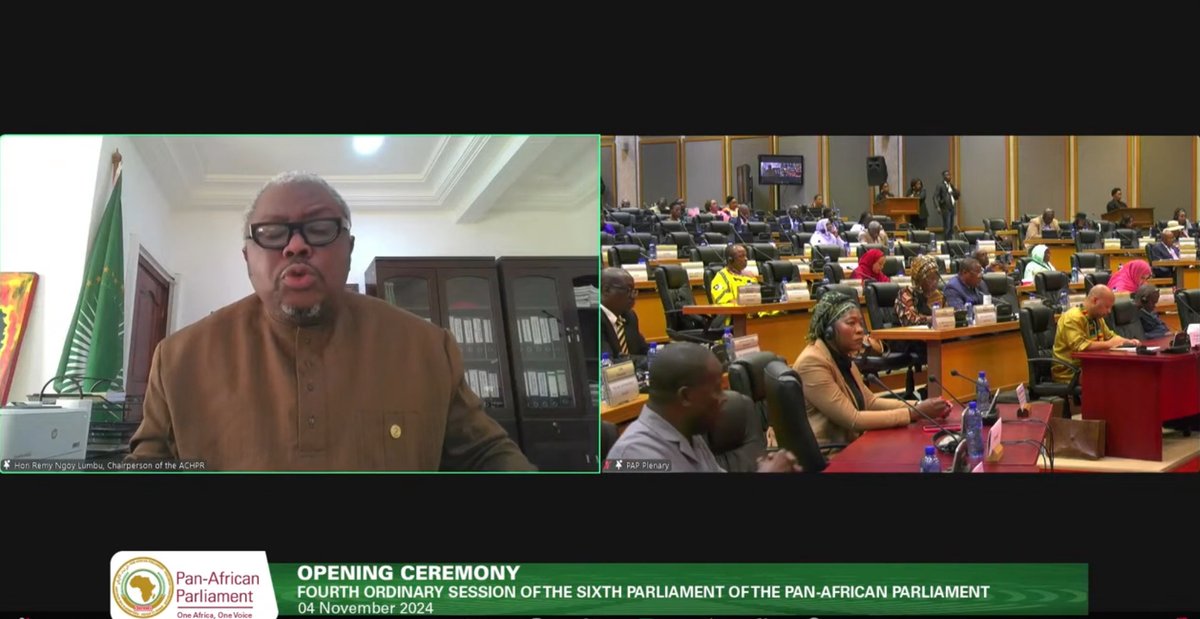 AfrikParliament's tweet photo. H.E. Remy Ngoy Lumbu, Chairperson of the African Commission on Human and Peoplesโ Rights, delivered a powerful solidarity statement where he noted the importance of the African Charter, which guarantees the right to education, and reminded parliamentarians of their responsibility to ensure this right is upheld through adequate budget allocations in their national parliaments.
He emphasized the critical role of education in shaping the future of Africa, stating, "Education is the most powerful weapon that we can use to change the world." He noted that education transcends skill development, serving as a cornerstone for nation-building and community reconstruction, aligning with the aspirations of Agenda 2063.
Hon. Lumbu urged member states to seriously invest in education, "every child and every young African must be endowed with the knowledge, skills, and opportunities necessary to prosper in a global landscape of constant evolution."
"Together, we can support the integration of initiatives and resolutions that advance the right to education, helping our continent to develop further," he concluded.
#PanAfricanParliament #PAPOrdinarySession #Agenda2063 #AfricaWeWant