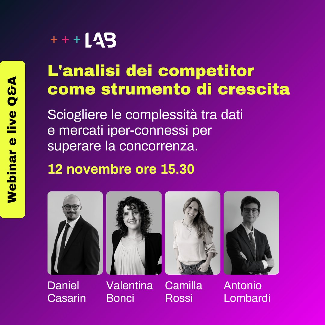 💡 Conosci le dinamiche competitive nel mondo dell’iper-digitale? Se la tua risposta è No allora non puoi perderti il webinar del 15 ottobre!

Esploreremo l’importanza dell’analisi di intelligenza competitiva.

📌 Cosa aspetti? Iscriviti ora al webinar shorturl.at/Ex4RQ