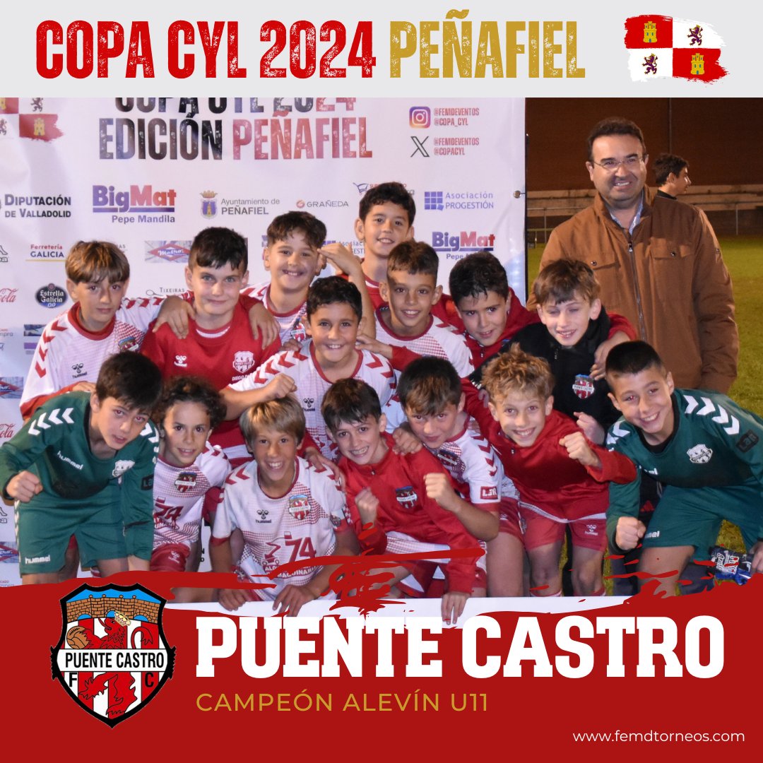 🏆⚽️ COPA CYL 2024: EDICIÓN PEÑAFIEL 

CAMPEÓN U11: PUENTE CASTRO, FC

¡El torneo se marcha para León y el <a href="/PuenteCastroFC/">Puente Castro FC</a> estrena su casillero de Copas CyL!

#Campeones #Torneo #CopaCyL #Peñafiel