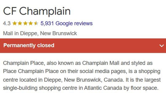 Not likely the start of the transition <a href="/CFChamplain/">CF Champlain</a> is looking for. 
Search result for ‘Champlain Place’ yielded news of the sale and this info. 
#Google 
.

cbc.ca/news/canada/ne…