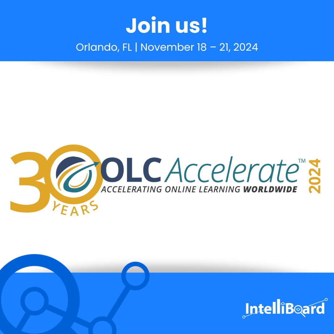 IntelliBoard is thrilled to join the #OLCAccelerate2024! from Nov 18-21 at the Walt Disney World Swan &amp; Dolphin Resort in Orlando! 🌐 This is an incredible opportunity to share how #learninganalytics can create real impact for institutions and learners. Will we see you there?