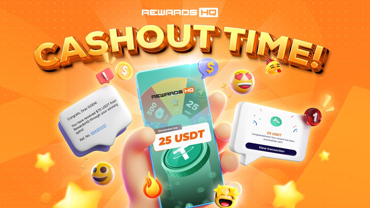 RewardsHQ's tweet photo. IT’S CASHOUT TIME! 🟠💸

RewardsHQ is popping off with over 26,000+ users stacking rewards!

Shoutout to Drax GGen and our other winners for snagging a total amount of 560 USDT!

More rewards are waiting! 👇
