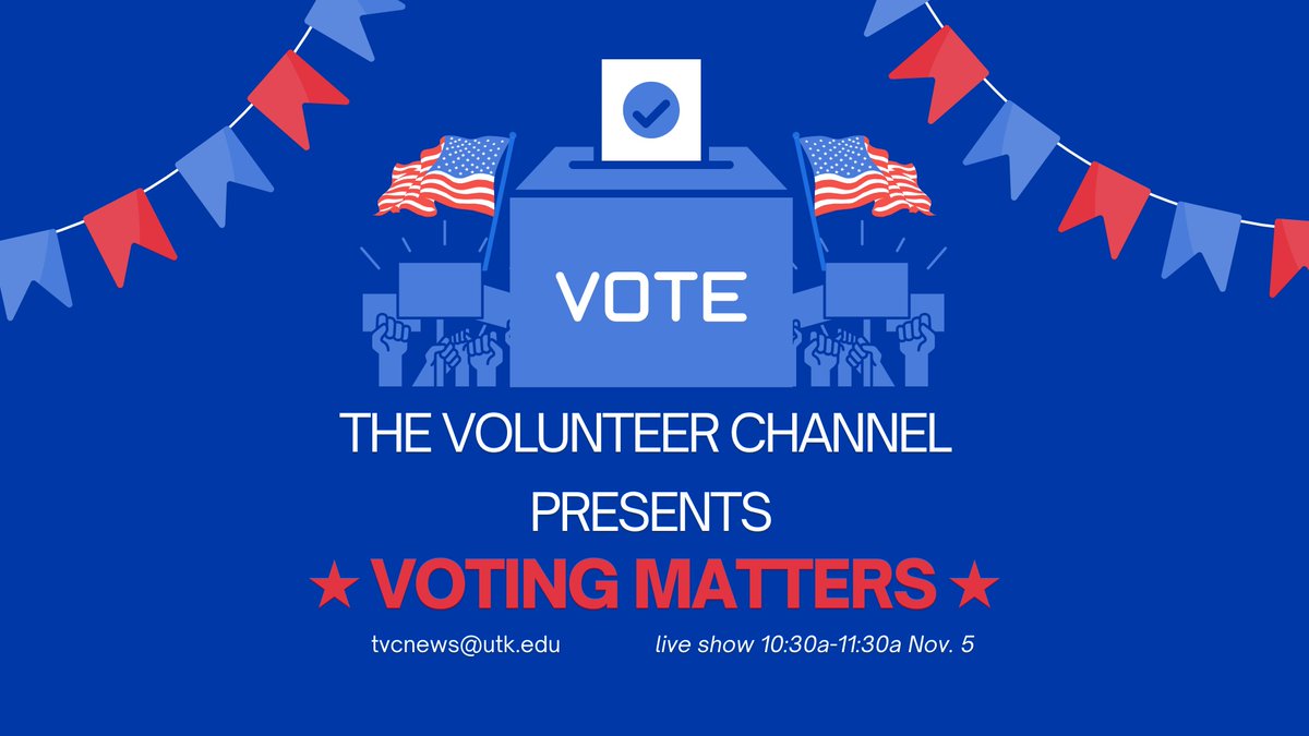 UT School of Journalism and Media (@utjem) on Twitter photo Tune in tomorrow for TVC's live Election Day special starting at 10:30 tomorrow. The special is part of the Election Project, a coordinated reporting initiative between <a href="/UTJEM/">UT School of Journalism and Media</a> and <a href="/utkmediacenter/">UTK Media Center</a>. 
Watch special here: tiny.utk.edu/83MVS 
Learn more: tiny.utk.edu/baLyg Tune in tomorrow for TVC's live Election Day special starting at 10:30 tomorrow. The special is part of the Election Project, a coordinated reporting initiative between <a href="/UTJEM/">UT School of Journalism and Media</a> and <a href="/utkmediacenter/">UTK Media Center</a>. 
Watch special here: tiny.utk.edu/83MVS 
Learn more: tiny.utk.edu/baLyg