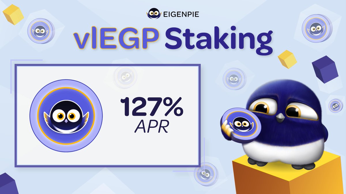 Don’t let your $EGP sit idle around!😴

vlEGP has arrived with a 127% APR in $EIGEN rewards on <a href="/arbitrum/">Arbitrum</a> to turn your $EGP from lazy to productive!⚙️

Lock your EGP as vlEGP at <a href="/Eigenpiexyz_io/">Eigenpie</a> and reap triple-digit returns!🔒