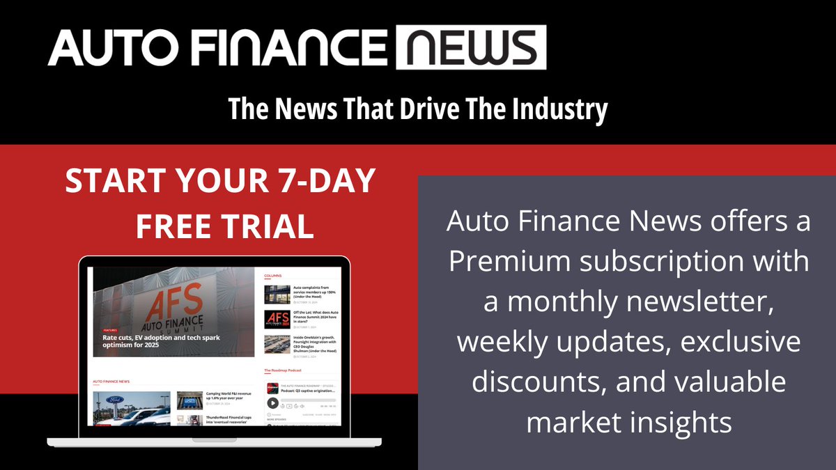 Start your 7-day free trial 📣

Subscribe to Auto Finance News for a Premium membership that includes a monthly newsletter, weekly updates, exclusive discounts, and valuable market insights. Stay informed and ahead in the auto finance industry!
hubs.la/Q02WDJ1y0