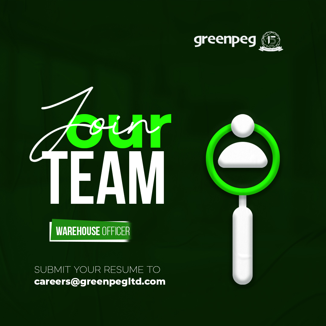 greenpegltd's tweet photo. WE ARE HIRING!
Join our team today if you think you are fit for the job. We are seeking personnel who will assist in managing inventory, coordinating shipments, and maintaining a clean and organized warehouse environment.

The candidate's role involves performing a range of duties to support warehouse operations and ensure timely receipt storage, and dispatch of goods.

Kindly send your Curriculum Vitae to careers@greenpegltd.com
#jobs #jobsonline #warehouseofficerjob #warehouseofficer
