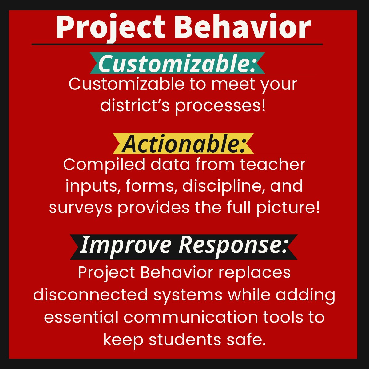 theproject_edu's tweet image. #ProjectBehavior from #ProjectEducation is the customizable, web-based platform that enables fair, compassionate support for students and teachers. Compile data into reports to guide decisions &amp;amp; celebrate positive outcomes. #EduSupport #DataDriven
shorturl.at/rfgh7