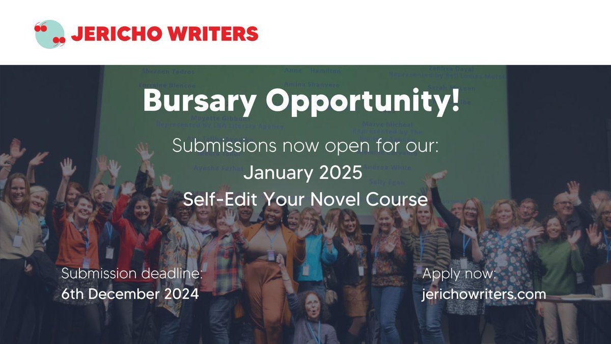 📣 Bursary Opportunity 📣 
Start your 2025 on the right page! Submissions are now open for a place on our popular Self-Edit Your Novel Course with <a href="/DebiAlper/">Debi Alper</a>. Interested? Submit a sample / first chapter, along with your reasons for applying, by 6 Dec: jerichowriters.com/jericho-writer…