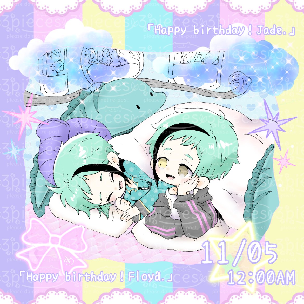 🎉HAPPY💖BIRTHDAY🎂
#ジェイド・リーチ誕生祭2024
#フロイド・リーチ誕生祭2024
#リーチ兄弟誕生祭2024