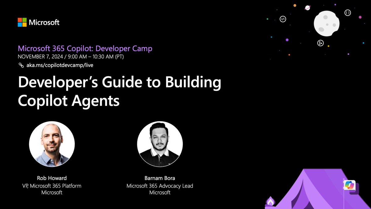 Join Rob Howard and <a href="/barnambora/">Barnam Bora</a> for the "Developer's Guide to Building Copilot Agents" session this Thursday, November 7th at our Microsoft 365 Copilot event: msft.it/6010Wn8bK

#Microsoft365Dev #Copilot #AI