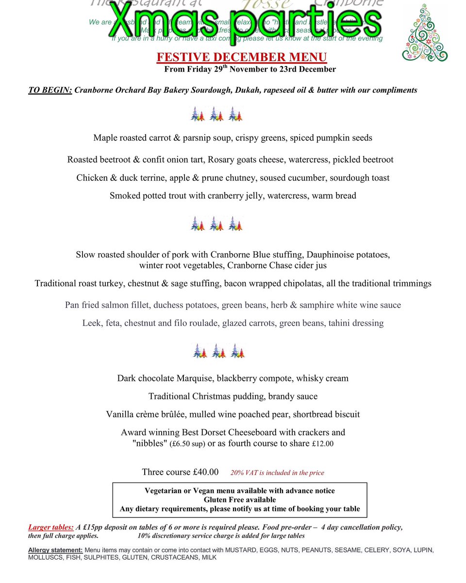 La Fosse Cranborne (@lafosseindorset) on Twitter photo Consider La Fosse, your home away from home for the Festive December
fancy local seasonal produce from small local suppliers, low food mile, tasty with a twist cooking from Mark, cosy, stress free, relaxed atmosphere with attentive service, then email us!
lafossemail@gmail.com Consider La Fosse, your home away from home for the Festive December
fancy local seasonal produce from small local suppliers, low food mile, tasty with a twist cooking from Mark, cosy, stress free, relaxed atmosphere with attentive service, then email us!
lafossemail@gmail.com