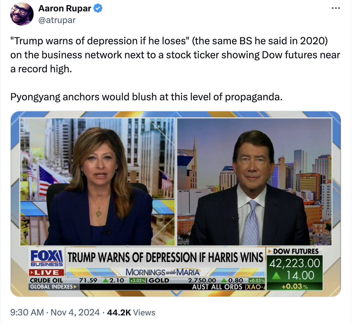 I wonder how much Trump being the boy who cried “depression” has helped neutralize his once formidable advantage on the economy