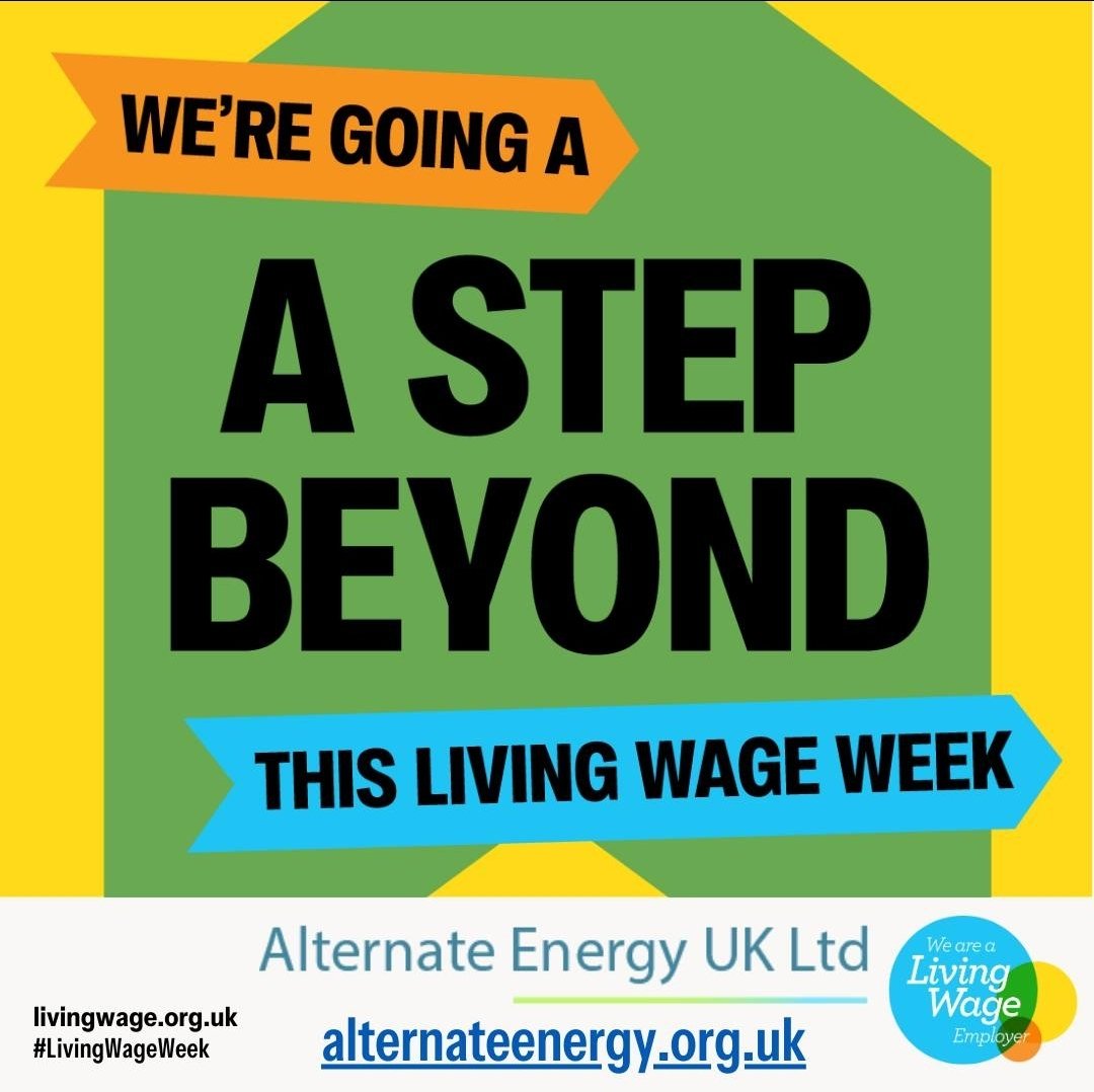 EnergyGrantScot's tweet photo. Living Wage Week is here - we're proud to be a Living Wage Employer! 🎉 @livingwageuk 

Alternate Energy is standing with thousands of employers across the UK committed to going a step beyond and paying employees a real Living Wage.

https://t.co/Z9UZXIVVi9 #LivingWageWeek https://t.co/9DQffnhahA