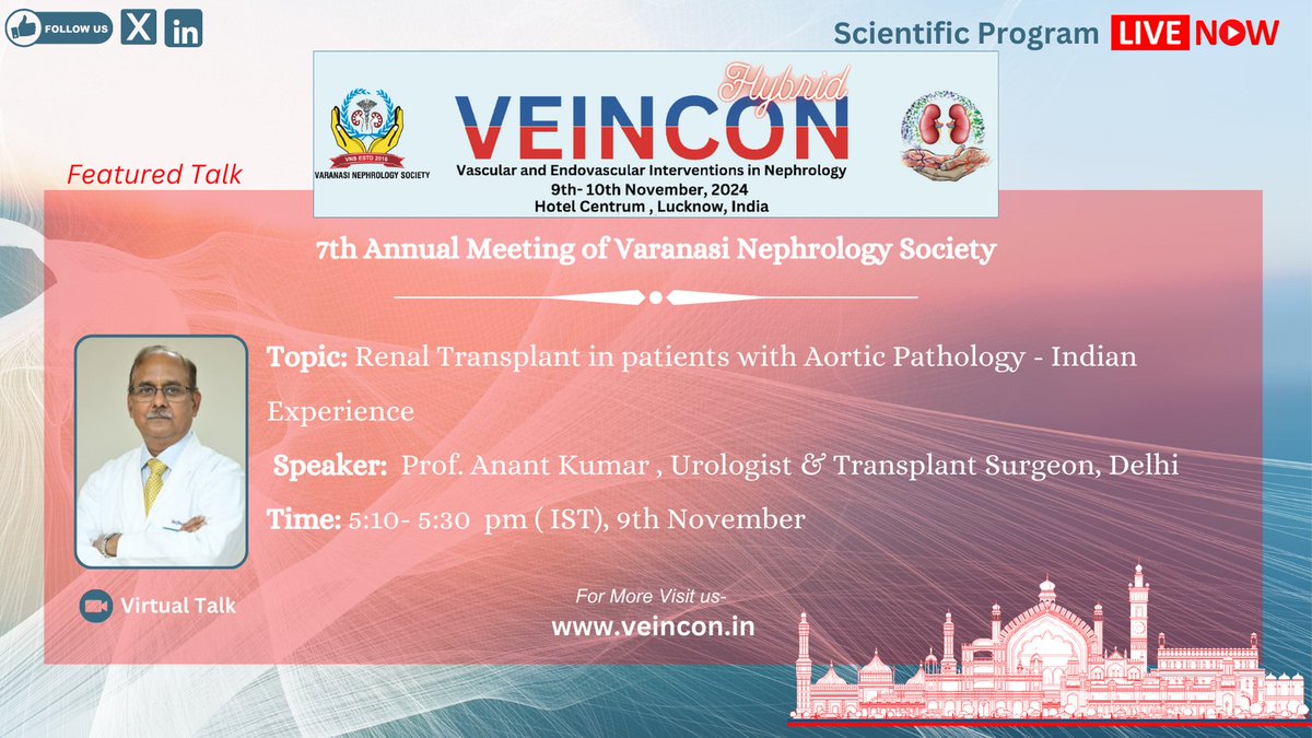 Session 7: Dr. Nyla Khan presents renal transplant cases with aortic pathology, followed by:

Prof. Anant Kumar on Transplant &amp; Aortic Pathology
Dr. Jason Chuen on Vascular Pathologies in Transplant
🗓️ Nov 9, 5:00 PM #RenalTransplant #VascularSurgery