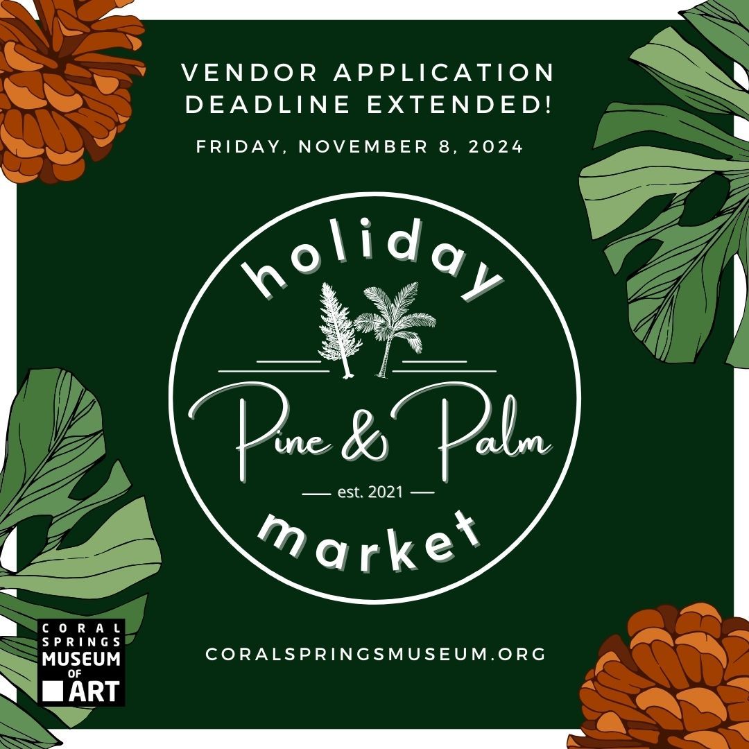CoralSpringsMOA's tweet image. 🎨 Pine &amp;amp; Palm Holiday Art Market - Application Deadline Extended!

Join us for a curated, two-day event showcasing affordable, handmade wares and one-of-a-kind crafts within the stunning galleries of the #CSMoA. 

Vendor Application | 11/8/2024
buff.ly/3Nt6eqm