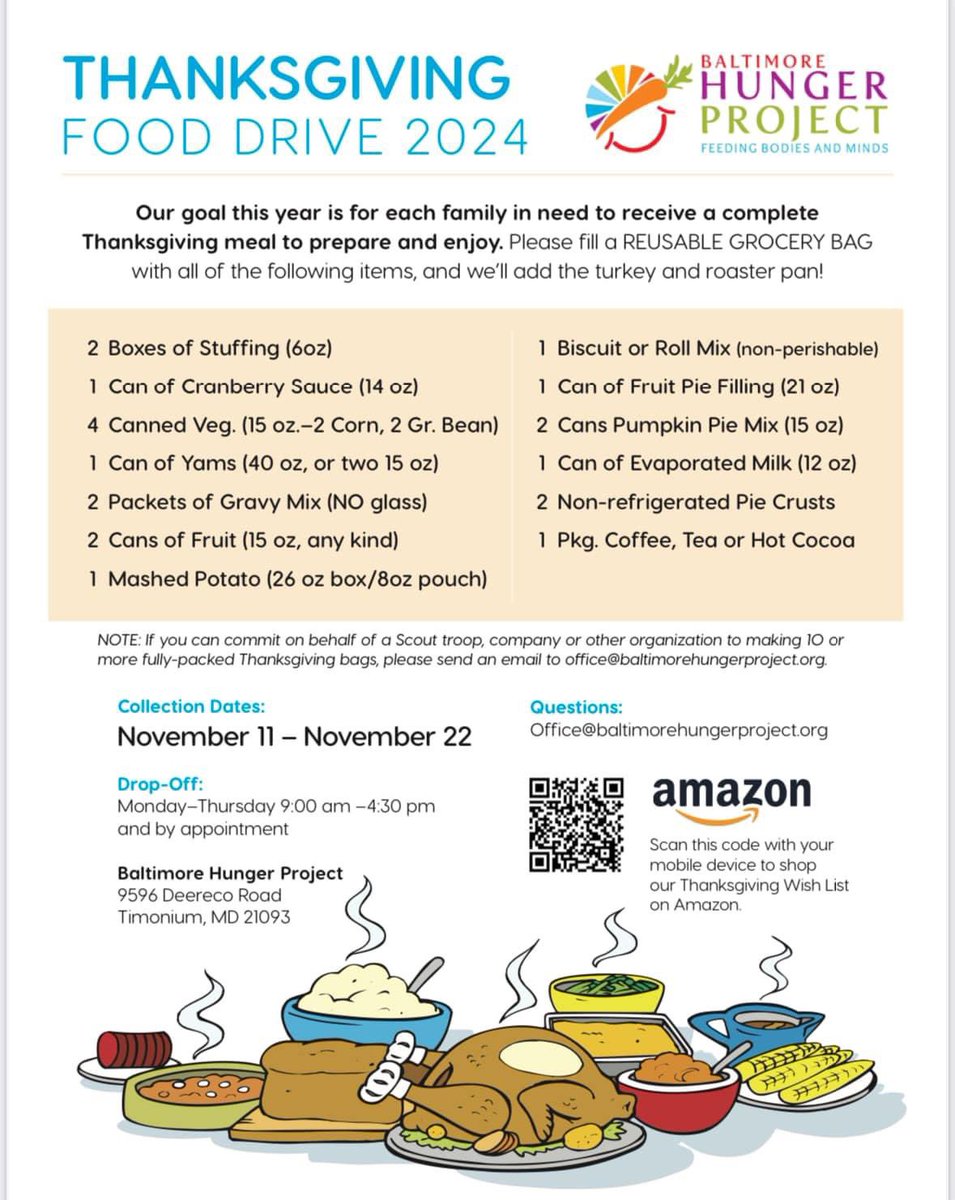 Sara Carr Bennett (@sarabennettcsf) on Twitter photo Looking for a cause to support during the holiday season? Please consider donating towards the BHP’s Thanksgiving Drive. Hundreds of families struggling with food insecurity will be provided with a Thanksgiving meal. <a href="/BaltHungerProj/">BaltHungerProject</a> Looking for a cause to support during the holiday season? Please consider donating towards the BHP’s Thanksgiving Drive. Hundreds of families struggling with food insecurity will be provided with a Thanksgiving meal. <a href="/BaltHungerProj/">BaltHungerProject</a>