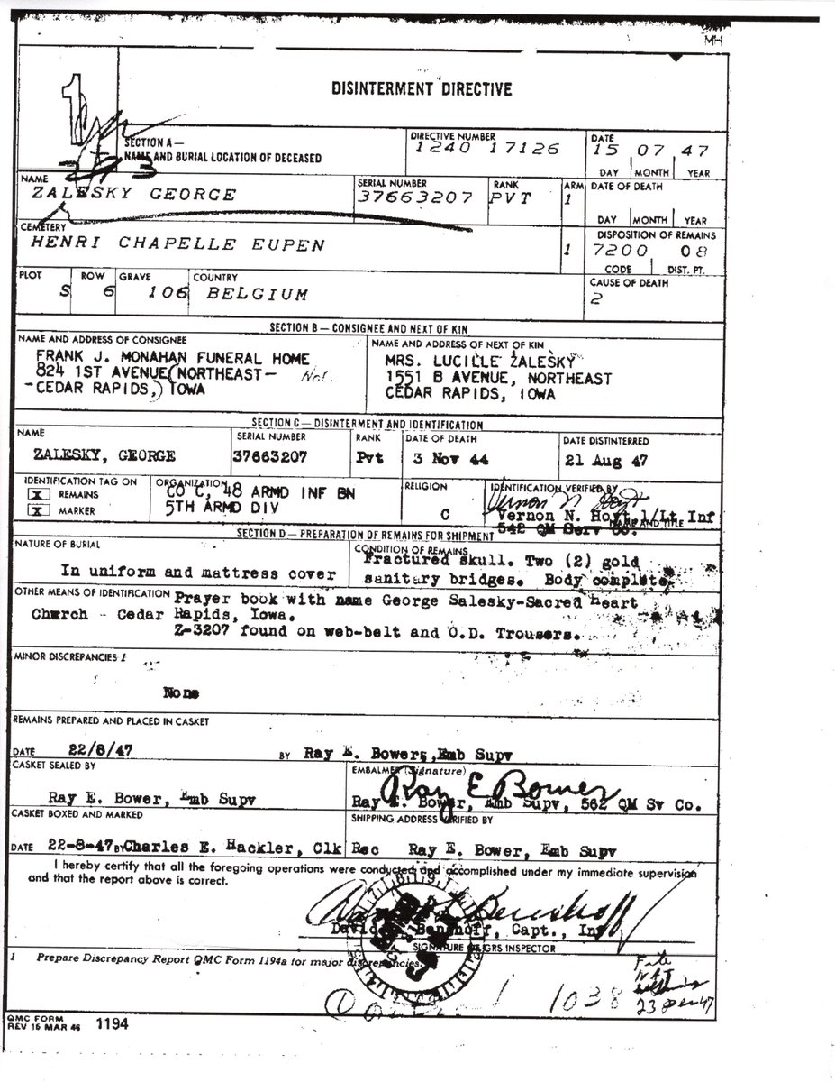 WW2Researcher's tweet image. Private George Zalesky, of Cedar Rapids, Iowa, and Company C of the 48th Armored Infantry Battalion, was killed in action in Holland on November 4, 1944, 80 years ago today. @WW2Researcher #5thArmoredDivision