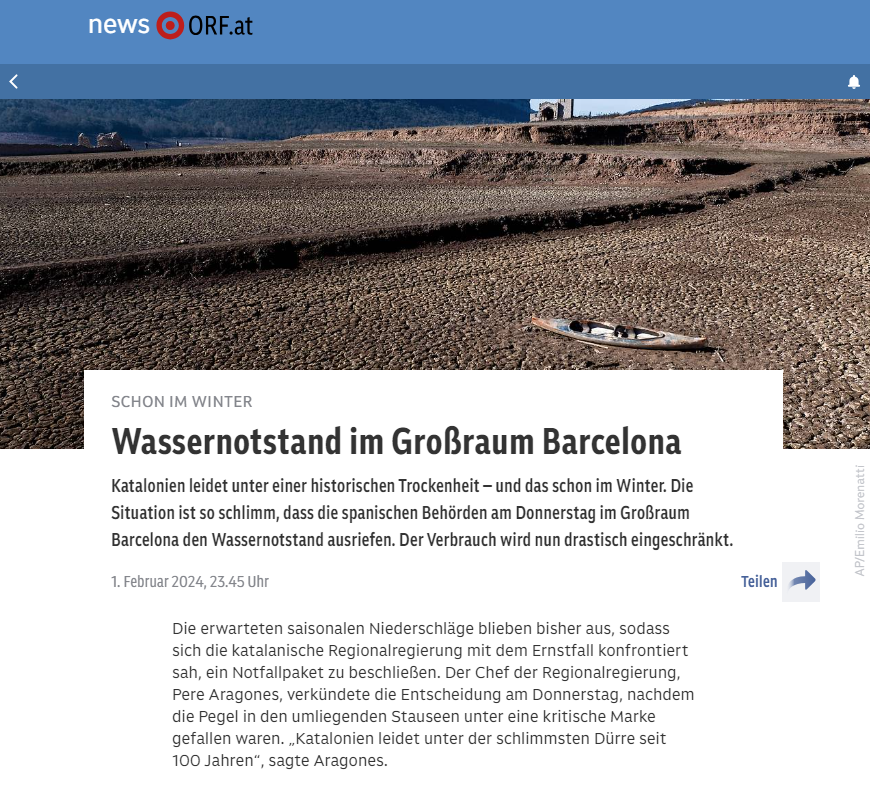 MarcusWadsak's tweet photo. Barcelona heuer von einem Extrem ins Andere -  Extreme Trockenheit wird von extremen Hochwasser abgelöst. Das stand doch ziemlich genau so im IPCC-Bericht als Folgen des menschengemachten Klimawandels. https://t.co/phSJUfNMEa
