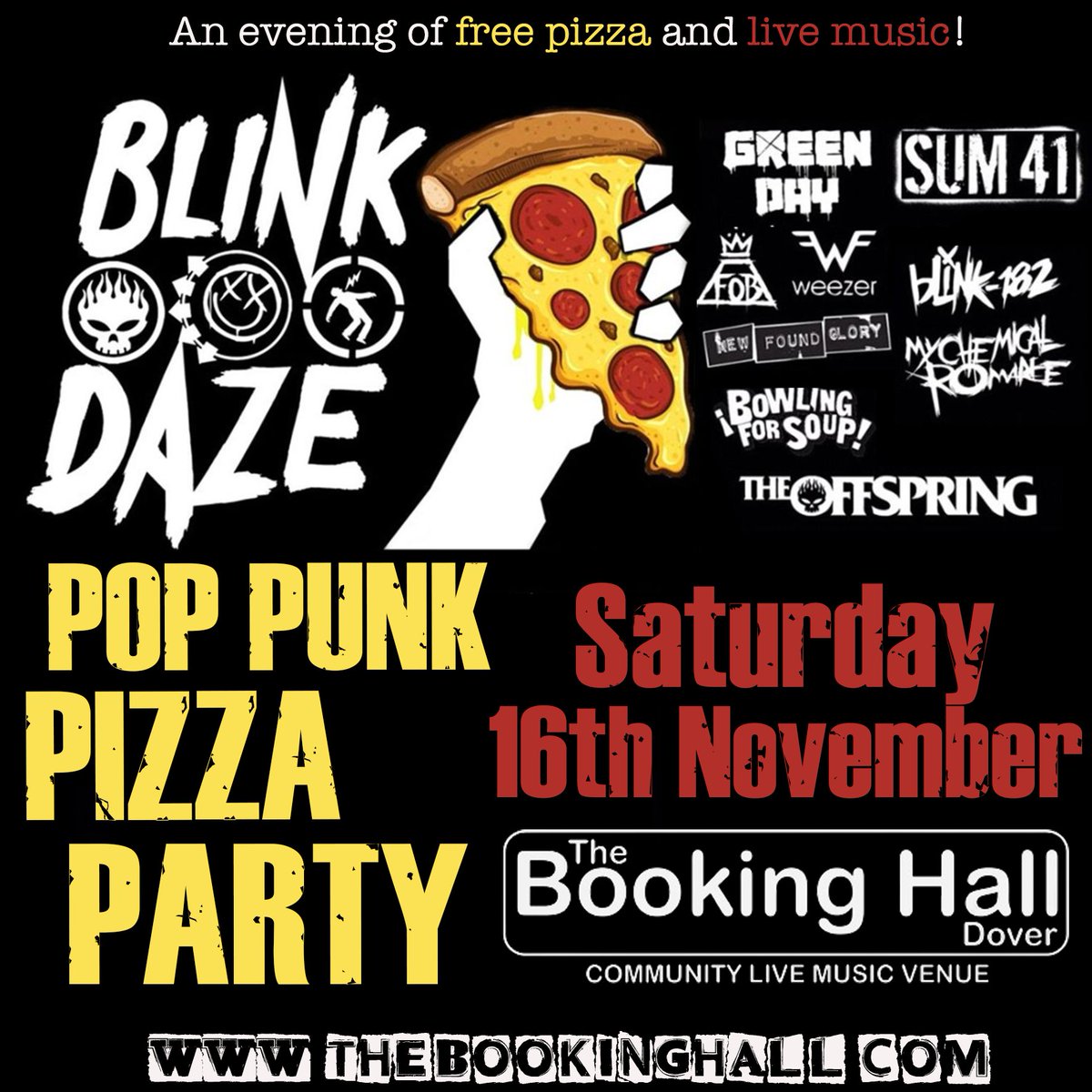 A night of pop punk and pizza with <a href="/BlinkDaze/">BLINK DAZE</a>  Grab a ticket today!