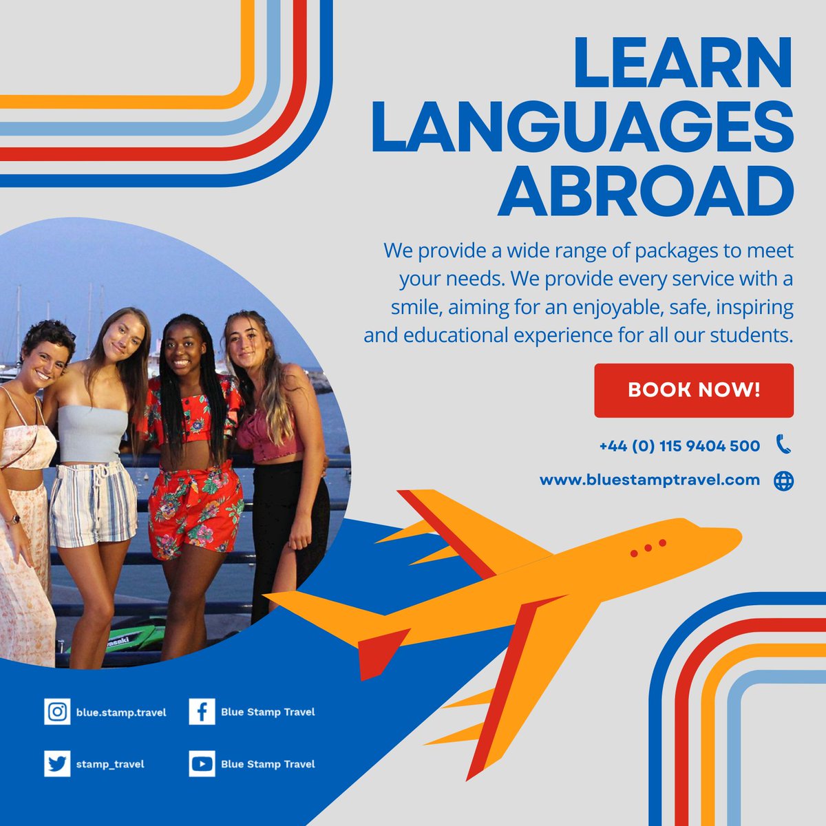Would you like to work or study #abroad whilst improving your #language skills? ✈️

Explore our range of packages online - from internships to #aupairing and language schools, we have a trip to suit your needs! 🙌

Head to our website for more information: bluestamptravel.com/our-services/
