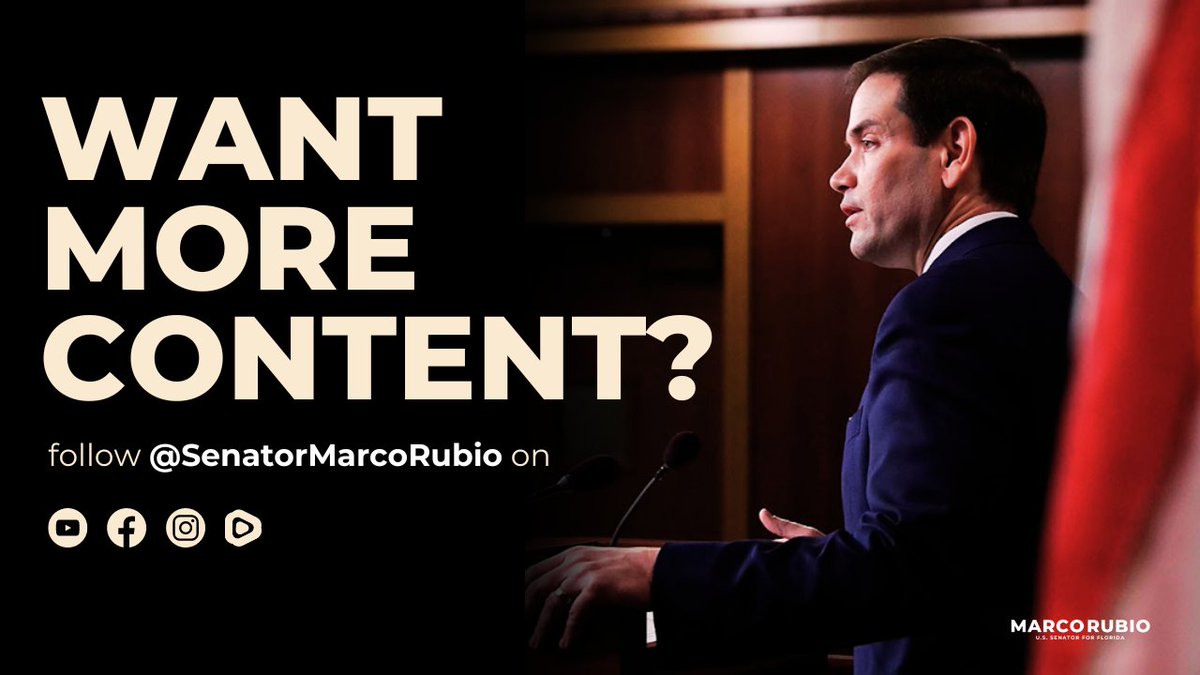 SenMarcoRubio's tweet image. Make sure to follow my other accounts to stay up to date👇