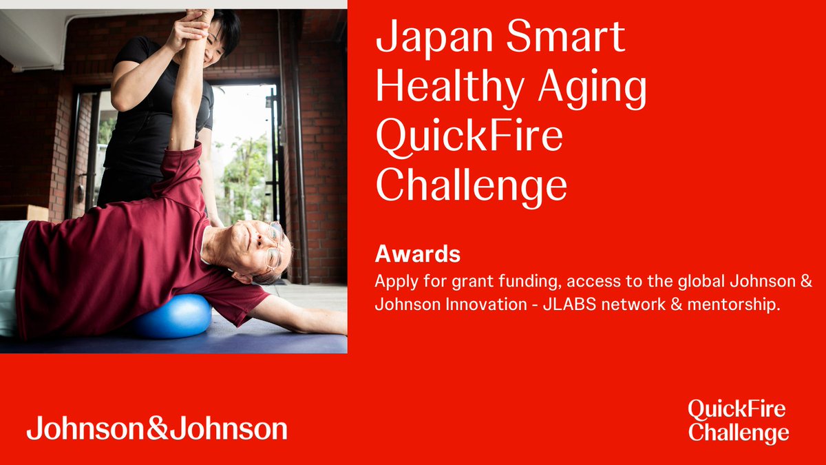 JLABS's tweet image. Japan’s aging population needs innovative healthcare solutions! Submit your potential groundbreaking science or technology in oncology, data science, vision, or robotics for the #QuickFireChallenge! Apply by 1/31 for a chance to receive grant funding! jji.jnj/JapanSHAI24
