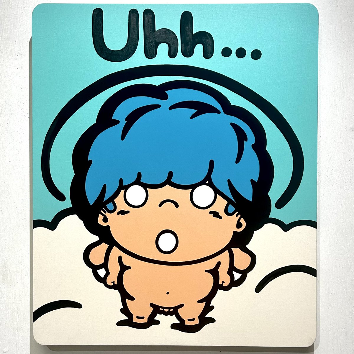 えんじぇるちゃん
【Title】　　Uhh…
【Media】　Acrylic on canvas
【Size】　　H727xW606mm
【Year】　 2024

#art #contemporaryart #アート #現代アート #アート好きな人と繋がりたい #絵かきさんと繋がりたい