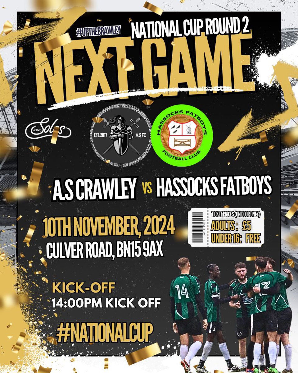 PUBLIC ANNOUNCEMENT ‼️📢 👇 

GET YOUR TICKETS NOW 🎫 👇 

AS CRAWLEY IN THE NATIONALS THIS SUNDAY 🏆⚽️ <a href="/FASunday_Cup/">FA Sunday Cup</a> 

We are calling on the community to come out and join us this Sunday in this prestigious competition! 

pay.sumup.com/b2c/QM47BSF9

#1club1famille