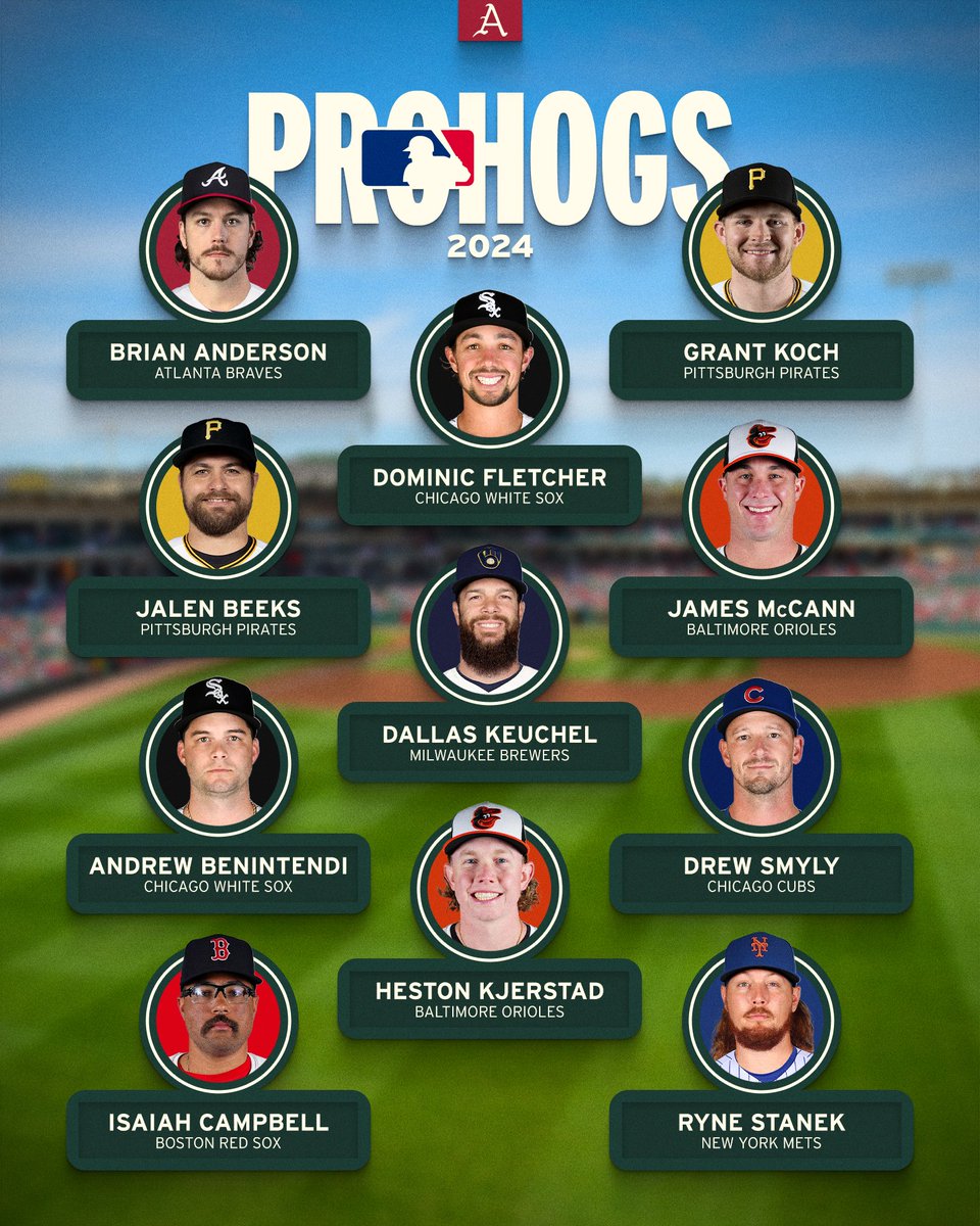 Big shoutout to our 11 #ProHogs who played in the <a href="/MLB/">MLB</a> in 2024! 🐗