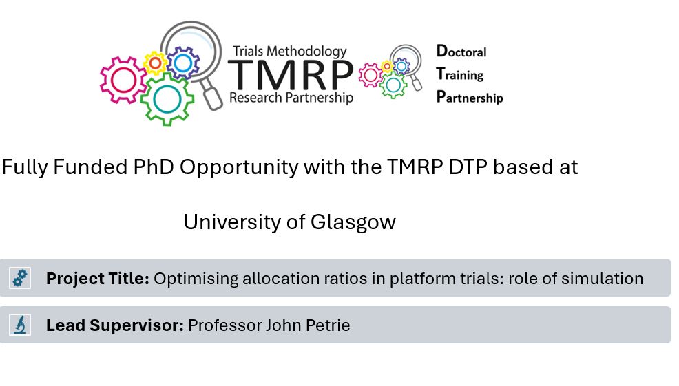 MRC-NIHR Trials Methodology Research Partnership (@mrcnihrtmrp) on Twitter photo 📢Fully Funded PhD Project at University of Glasgow: We're excited to share these exciting opportunities funded by our <a href="/MRCTMRPDTP/">MRC TMRP DTP</a>. For more information on this one see: findaphd.com/phds/project/o… 📢Fully Funded PhD Project at University of Glasgow: We're excited to share these exciting opportunities funded by our <a href="/MRCTMRPDTP/">MRC TMRP DTP</a>. For more information on this one see: findaphd.com/phds/project/o…