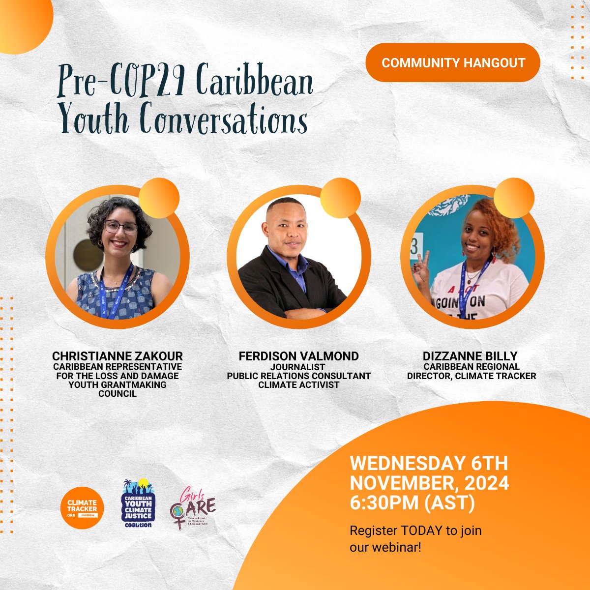 🌎 Calling all Caribbean youth and media! Join our upcoming webinar for an empowering session filled with knowledge-sharing and community-building, crafted just for you!
📅Wed 6 Nov |⏰6:30 pm (AST)
🔗Register now: bit.ly/3UzyTOr

#climatetrackercaribbean #climatejustice