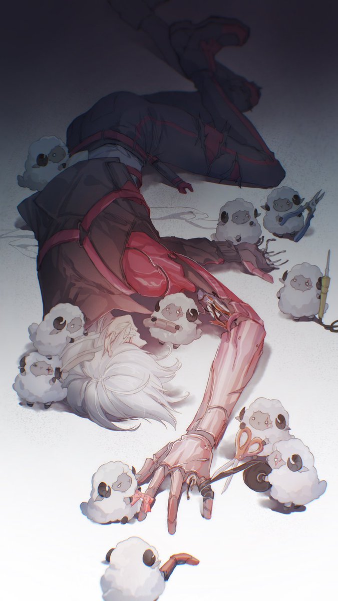 Sakuraba_Mu's tweet photo. Sheep cannot fix a cyborg.
But they always try.

 #Artchivist #Legartus https://t.co/poZVJLBZcM