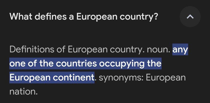 JanHanxd's tweet photo. @hermeticcorpus1 @Fraccy0 @JensChristiansn @JayinKyiv That's a exactly the definition of European country https://t.co/5bPLWGIXWq