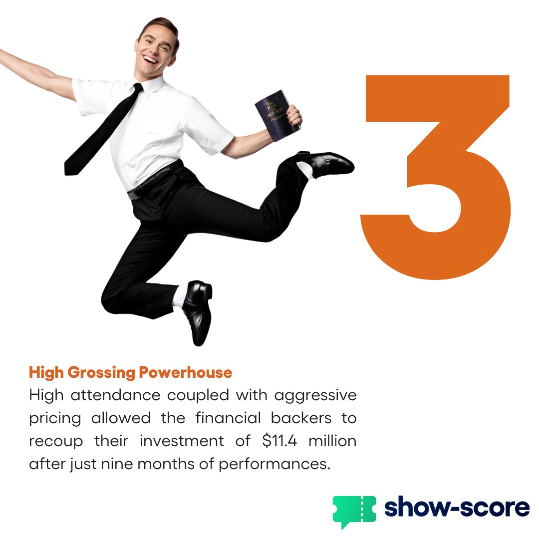 Show_Score's tweet image. To celebrate 5,000 Broadway performances, here's 5,000 completely random facts about @BookofMormon! Just kidding —here's 5. Congratulations on this exciting milestone!
