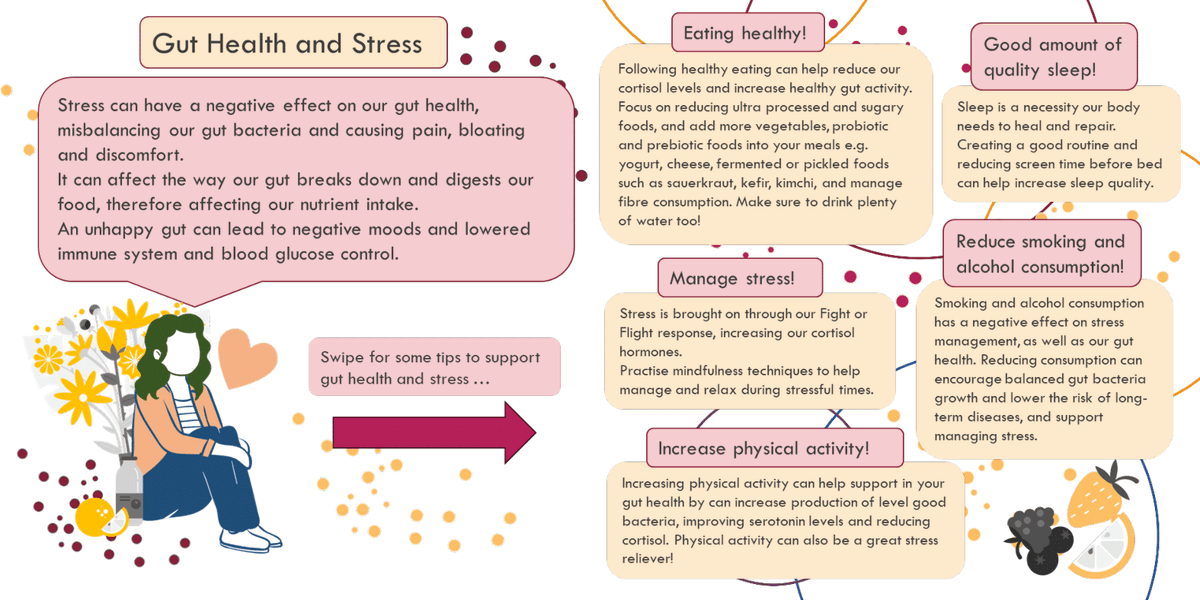 #StressAwarenessWeek stress can have a negative impact on our gut health- here's some advice and tips on supporting your gut health by reducing stress levels.