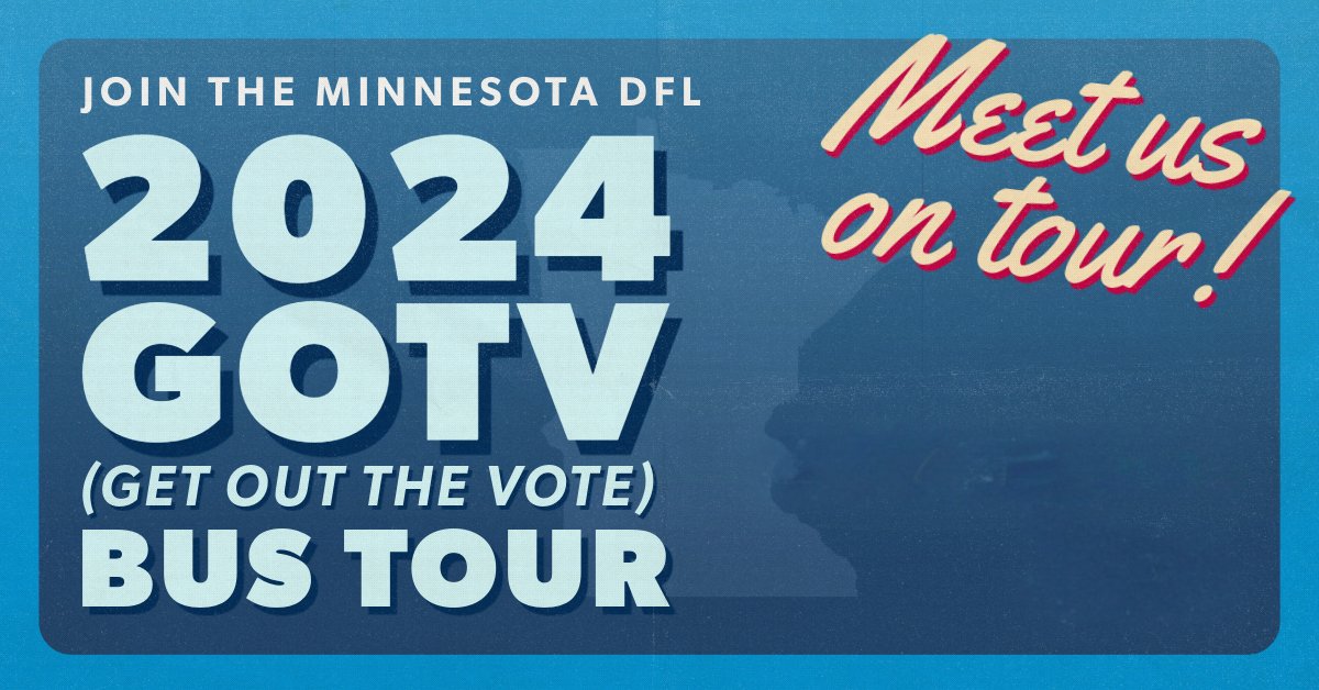 We're in the campaign's final stretch, and DFL'ers are traveling the state to Get Out the Vote! 

GOTV Bus Tour Burnsville Rally and Doorknock · Mobilize bit.ly/3Ygh1cy