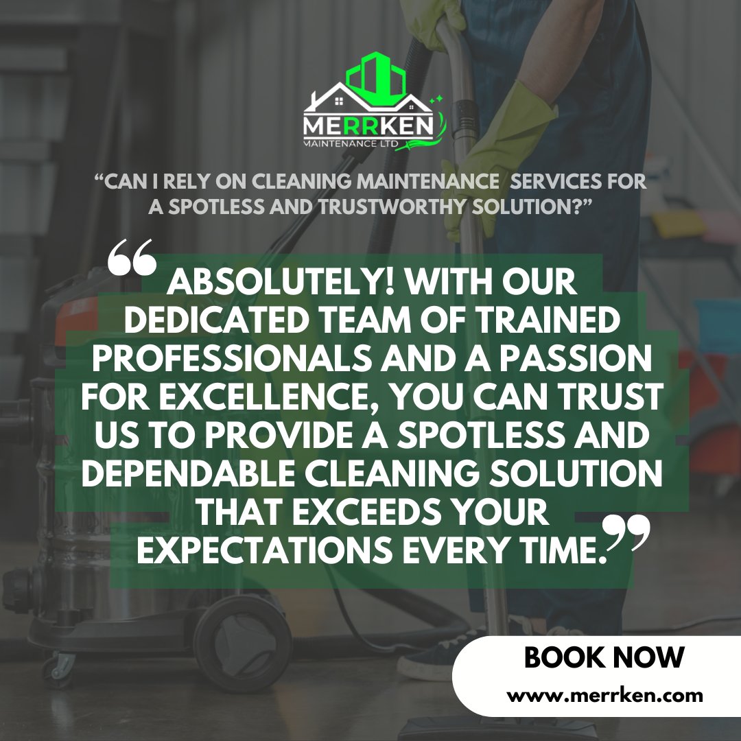 With our skilled team and dedication to quality, you can count on us for a spotless and dependable clean every time. Trust our cleaning services to keep your space at its best!" Contact us at +1 (866) 837-1222 or book a session now at merrken.com!
